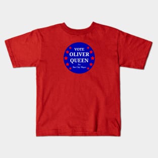 Vote Oliver Queen For Star City Mayor - Patriotic Button Design Kids T-Shirt